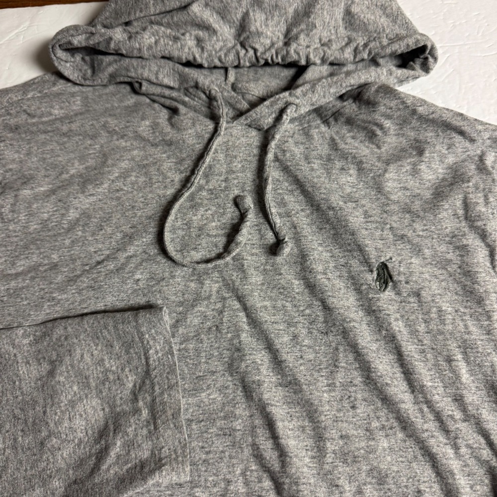 Polo Ralph Lauren Mens Large Grey Heathered Long Sleeve Jersey Hoodie T-Shirt
